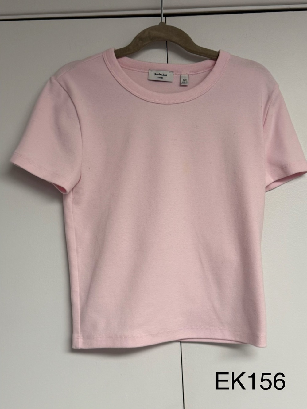 Aritzia Sunday Best Little Ribbed T-Shirt Pink XS Baby Tee MSRP $28